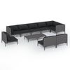 vidaXL 10-tlg. Garten-Lounge-Set mit Kissen Poly Rattan Dunkelgrau