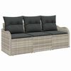 vidaXL Garten-Sofa-Set 3 Stk. Hellgrau Poly Rattan