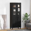 vidaXL Highboard 2 pcs Schwarz Eichen-Optik Engineered Wood und Glas