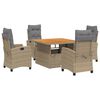 vidaXL 5-tlg. Garten-Essgruppe mit Kissen Beige Poly Rattan