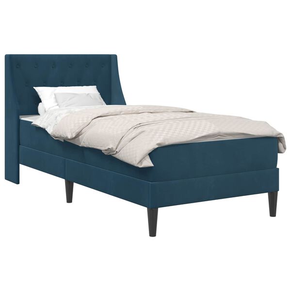 vidaXL Bettgestell mit Matratze mit Matratze Blau 80 x 200 cm Samt
