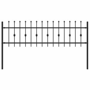 vidaXL Spie&szlig;zaun Schwarz 200 x 130 cm Pulverbeschichteter Stahl