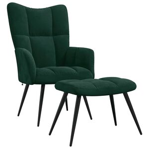 vidaXL Relaxsessel mit Hocker Dunkelgr&uuml;n Samt