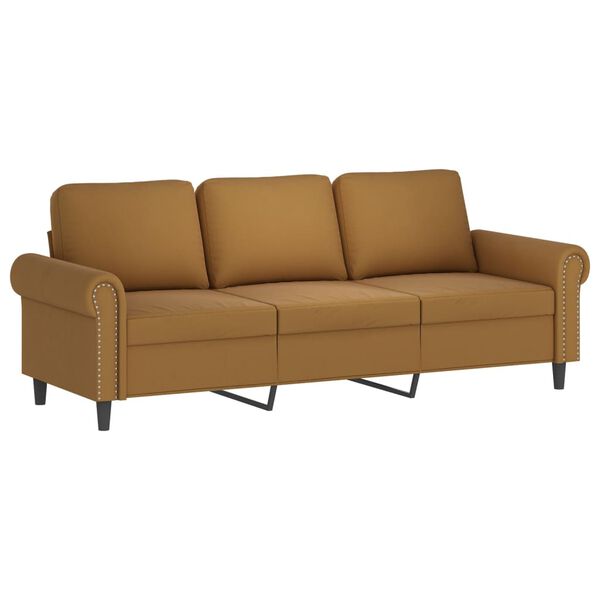 vidaXL 3-Sitzer-Sofa mit Kissen Braun 180 cm Samt