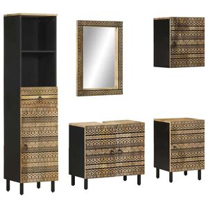 vidaXL 5-tlg. Badm&ouml;bel-Set Massivholz Mango