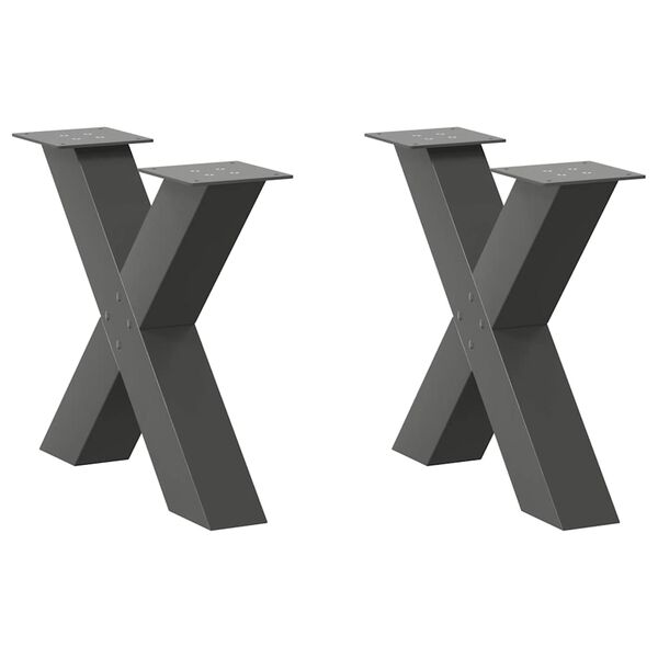 vidaXL Couchtischbeine X-Form 2 Stk. Anthrazit 50x(42-43) cm Stahl