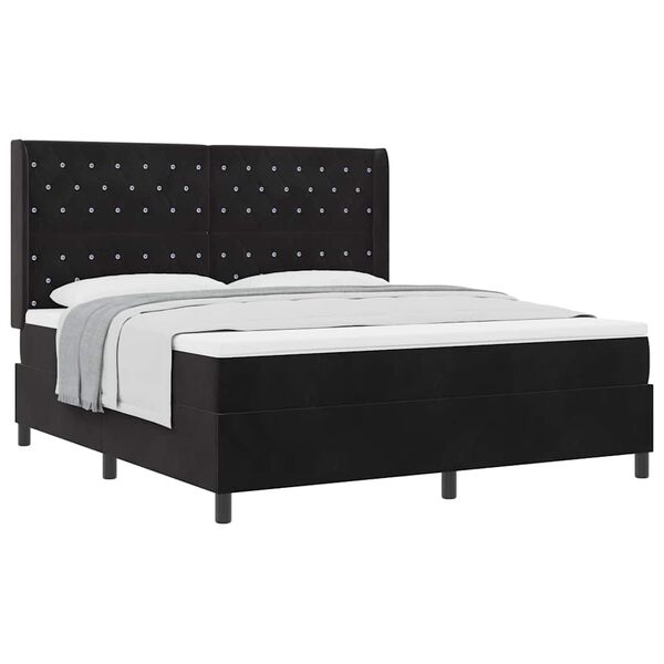 vidaXL Boxspringbett mit Kopfteil Schwarz 180 x 200 cm Samt