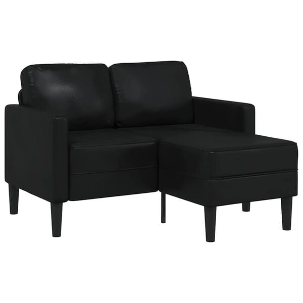 vidaXL 2-Sitzer-Sofa mit Chaiselongue L-f&ouml;rmig Schwarz 125 cm Kunstleder