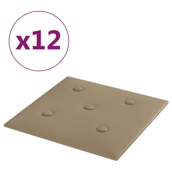 vidaXL Wandpaneele 12 Stk. Cappuccino-Braun 30x30cm Kunstleder 1,08 m²