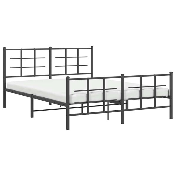 vidaXL Bettgestell mit Kopf- und Fu&szlig;teil Metall Schwarz 150x200 cm