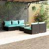 vidaXL 6-tlg. Garten-Lounge-Set mit Kissen Poly Rattan Schwarz
