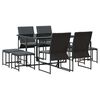 vidaXL Garten Essgruppe 9 pcs Schwarz Stahl