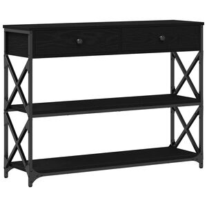 vidaXL Konsole Tisch mit Regal Schwarz Eichen-Optik 100 x 28 x 75 cm