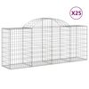 vidaXL Gabionen mit Hochbogen 25 Stk. 200x50x80/100cm Verzinktes Eisen