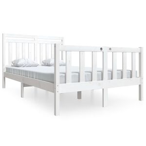vidaXL Massivholzbett Wei&szlig; 135x190 cm