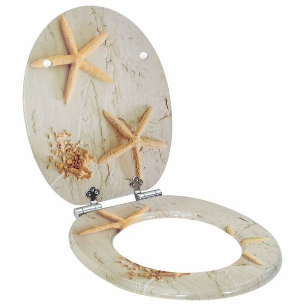 vidaXL Toilettensitze 2 Stk. mit Soft-Close-Deckel MDF Seestern-Design