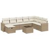 vidaXL 9-tlg. Garten-Sofagarnitur mit Kissen Beige Poly Rattan