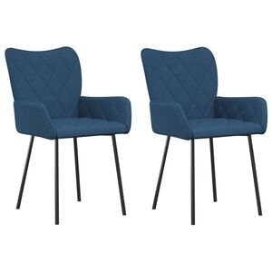 vidaXL Esszimmerst&uuml;hle 2 Stk. Blau Stoff