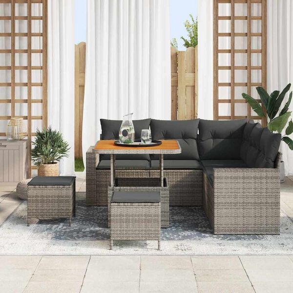 vidaXL Gartensofa-set 8 pcs Grau Poly-Rattan
