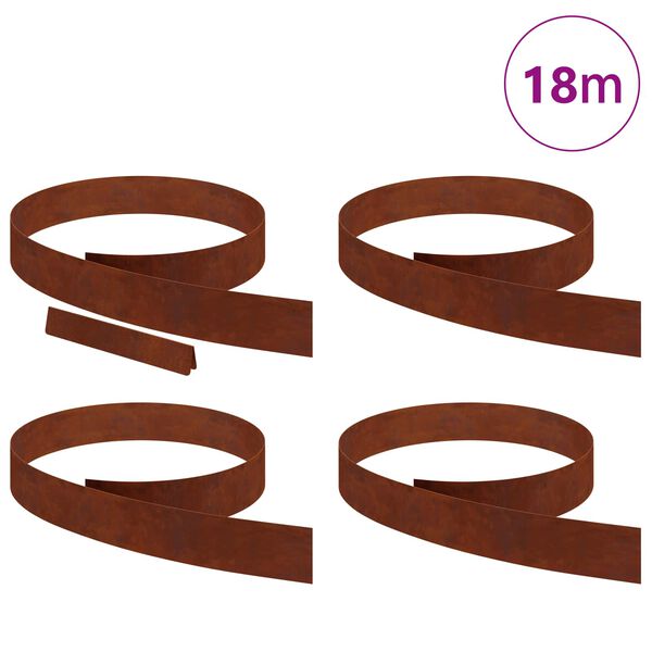 vidaXL Raseneinfassung 4 pcs Rostig 450 x 0,05 x 15 cm Wetterfeststahl