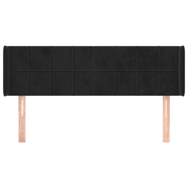 vidaXL Kopfteil mit Ohren Schwarz 147x16x78/88 cm Samt