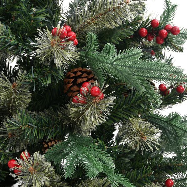 vidaXL Weihnachtsbaum mit Zapfen Gr&uuml;n 150 cm PVC & PE
