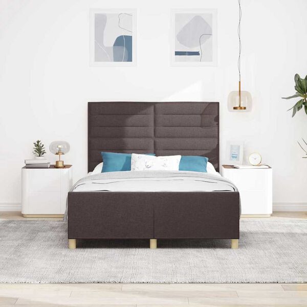 vidaXL Bettgestell mit Kopfteil Dunkelbraun 140 x 200 cm Stoff