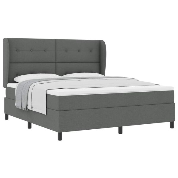 vidaXL Boxspringbett mit Matratze Dunkelgrau 180 x 200 cm Stoff