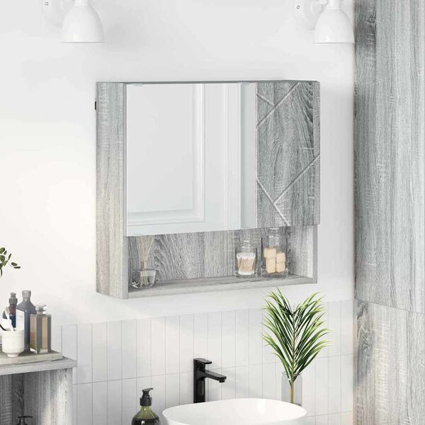 vidaXL Spiegelschrank Graues Sonoma 59 x 17 x 55 cm Holzwerkstoff