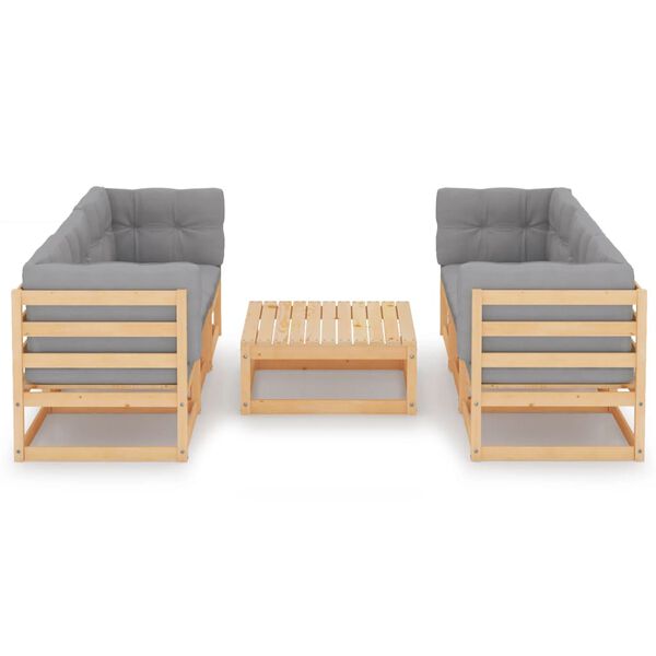vidaXL 7-tlg. Garten-Lounge-Set mit Kissen Kiefer Massivholz