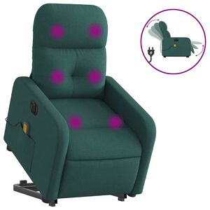 vidaXL Elektrischer Massagesessel mit Aufstehhilfe Dunkelgr&uuml;n Stoff