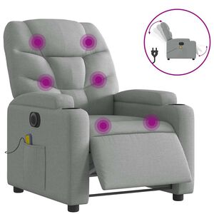 vidaXL Massagesessel Elektrisch Hellgrau Stoff