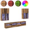 vidaXL TV-Wandschrank-Set mit LED-Lichtern Wandmontiert 7 pcs Altholz