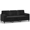 vidaXL 3-Sitzer-Sofa mit Kissen Schwarz 180 cm Samt