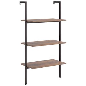 vidaXL Leiterregal mit 3 B&ouml;den Dunkelbraun und Schwarz 64x35x120,5cm