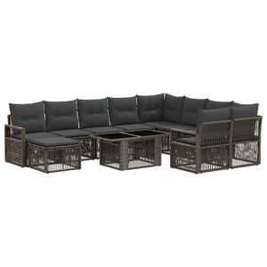 vidaXL Gartensofa-set 11 stk. Grau und Dunkelgrau Poly-Rattan