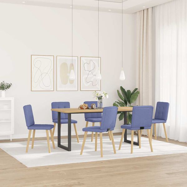 vidaXL Esszimmerst&uuml;hle 6 Stk. Jeansblau Stoff