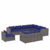 vidaXL 9-tlg. Garten-Lounge-Set mit Kissen Poly Rattan Grau