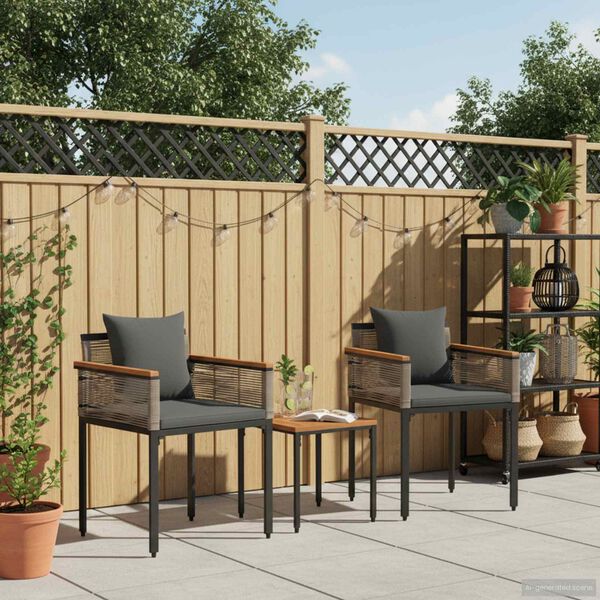 vidaXL Gartenm&ouml;bel Set mit Kissen 3 pcs Grau und Dunkelgrau PE-Rattan