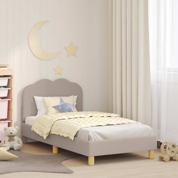 vidaXL Kinderbettgestell mit Kopfteil Hellgrau 80 x 160 cm Schafstoff