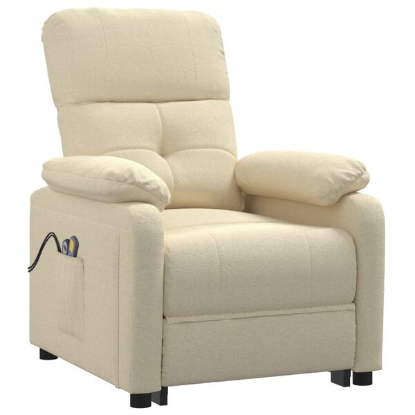 vidaXL Massagesessel mit Aufstehhilfe Creme Stoff