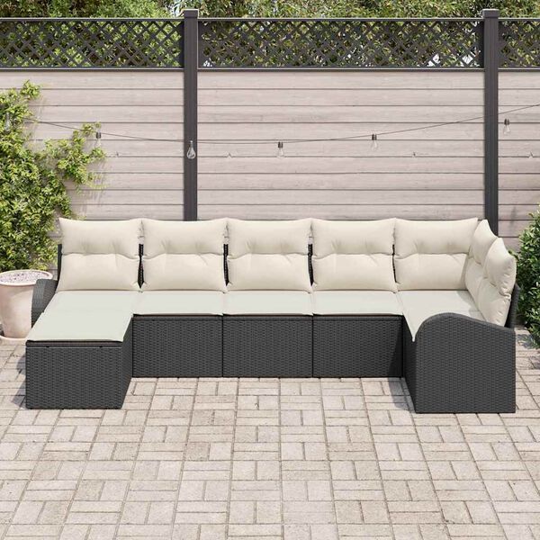 vidaXL Garten-Sofa-Set 7 pcs Schwarz Poly Rattan