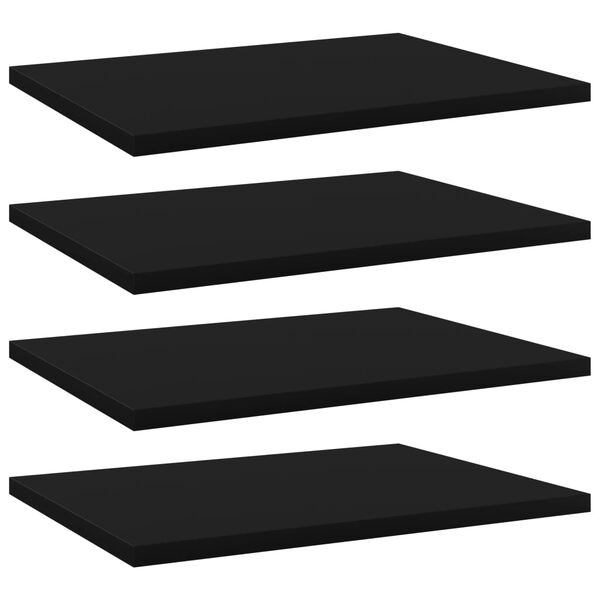 vidaXL B&uuml;cherregal-Bretter 4 Stk. Schwarz 40x30x1,5 cm Holzwerkstoff