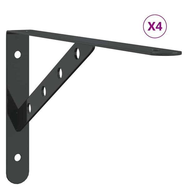 vidaXL Regalträger 4 Stk. 30x2,5x15,5 cm Schwarz Edelstahl