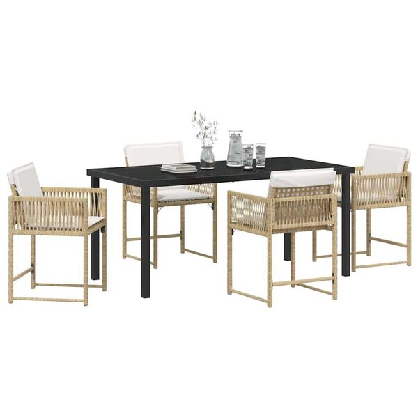 vidaXL Garten Essgruppe 5 pcs Beige Poly-Rattan