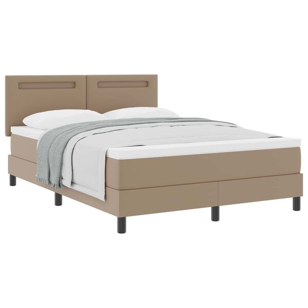 vidaXL Boxspringbett mit Matratze Cappuccino 140 x 200 cm Kunstleder