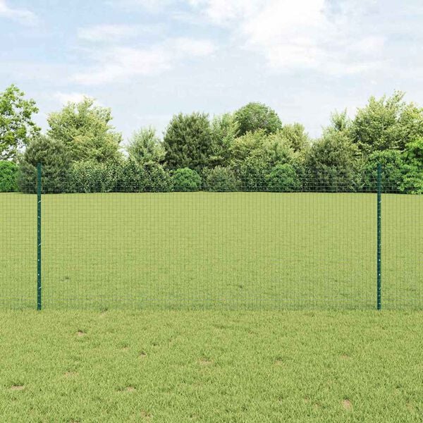 vidaXL Zaun mit Pfosten Gr&uuml;n 1 x 10 m Stahl