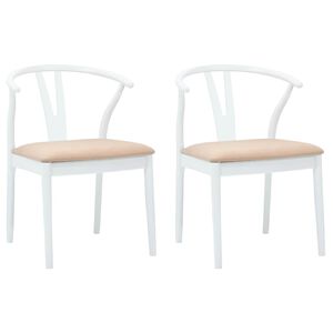 vidaXL Esszimmerstuhl 2 stk. Massives Gummiholz Wei&szlig; und Braun