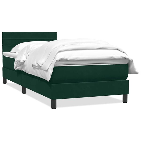 vidaXL Boxspringbett mit Matratze Dunkelgr&uuml;n 100x210 cm Samt
