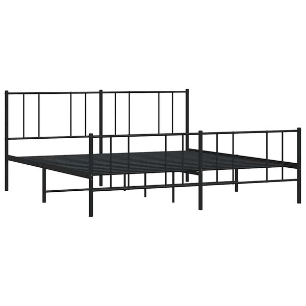 vidaXL Bettgestell mit Kopf- und Fu&szlig;teil Metall Schwarz 193x203 cm